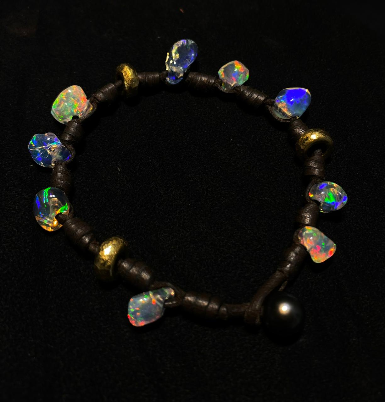 Blue Opal Smooth Rondelle Bracelet /October Birthstone Bracelet /Beaut –  GemsRush